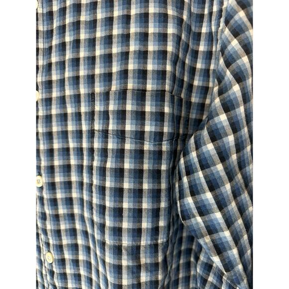 Billy Reid Men's Blue Black Plaid Casual Date Night Button Down Shirt Size Large - Picture 3 of 13